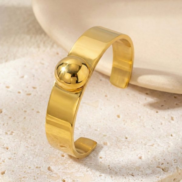 O1CN01e19cU725wjfqT2EgO_3529117591-0-cib.jpg Stainless Steel Ball Open Bangle 1050363904485