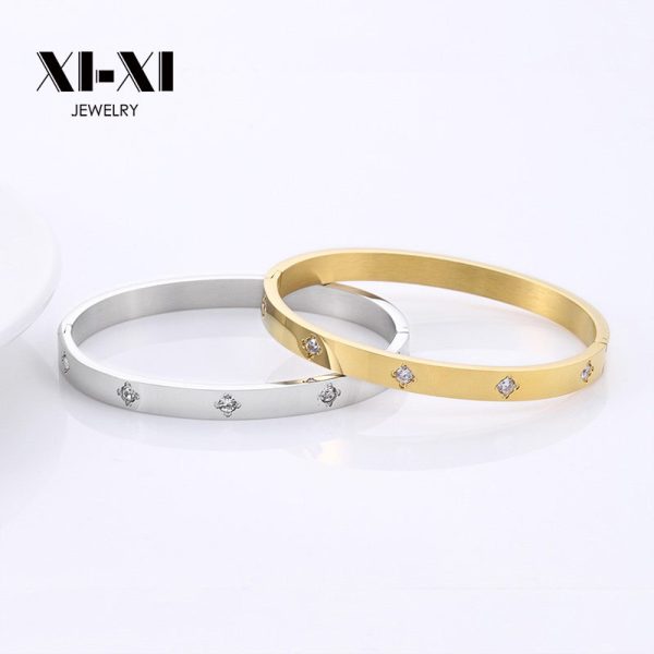O1CN01eV6pEk25wjbkoMtHn_3529117591-0-cib.jpg Stainless Steel Plum Blossom Bangle 649584568930