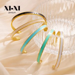 Stainless Steel Enamel Open Bangle 726445078386