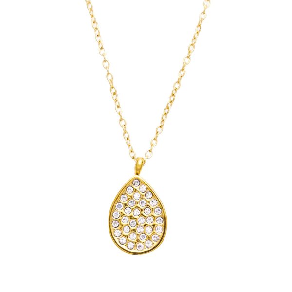 Stainless Steel Rhinestone Racket Necklace 929511468888
