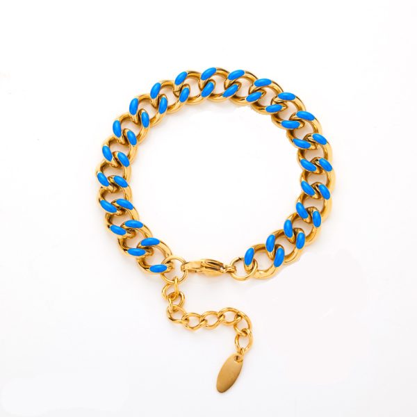 O1CN01fXu0Dv25wjO6Z582p_3529117591-0-cib.jpg Stainless Steel Enamel Cuban Bracelet 725455271439