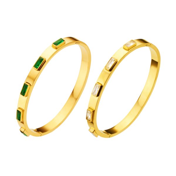 O1CN01fjLhA325wjJEtsKko_3529117591-0-cib.jpg Stainless Steel Baguette Zirconia Bangle 682298798971