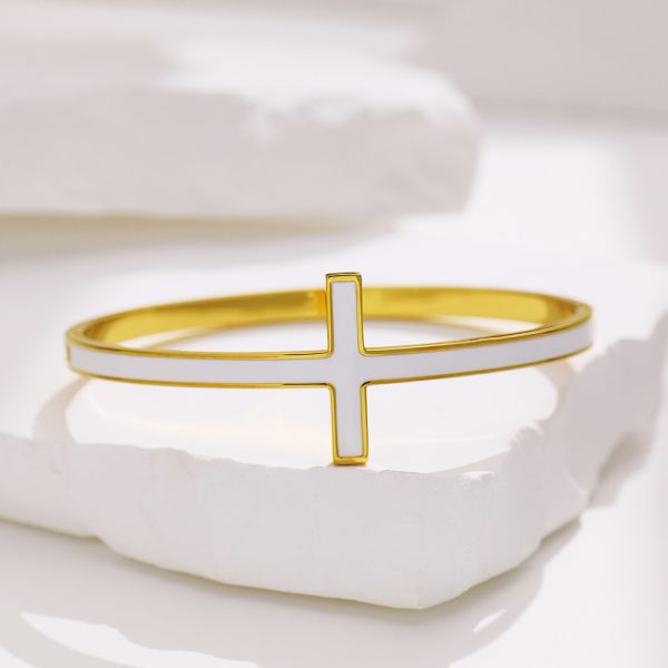 O1CN01gDSuZy25wjUp9NkNK_3529117591-0-cib.jpg Stainless Steel Cross Enamel Bangle 800983296908