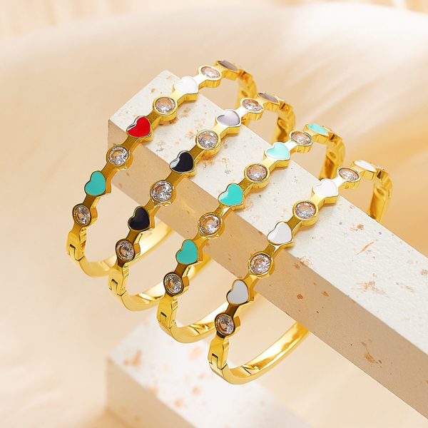 Stainless Steel Heart Zirconia Bangle 724242128204