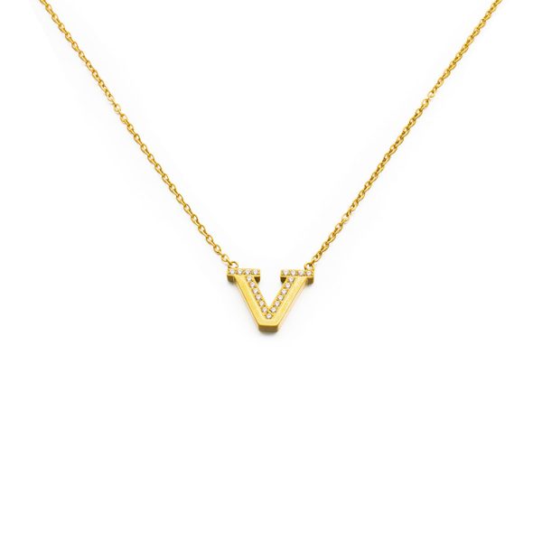 O1CN01gW3xvl25wjZRwxxrX_3529117591-0-cib.jpg Stainless Steel Rhinestone Letter V Necklace 893592926979
