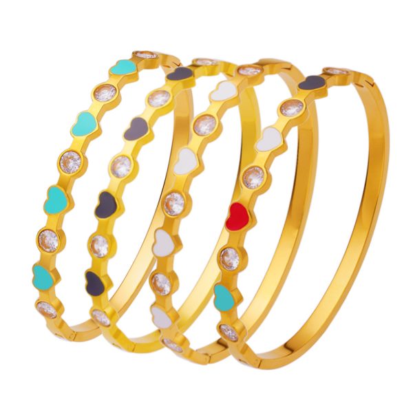 Stainless Steel Heart Zirconia Bangle 724242128204