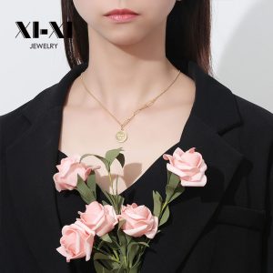Stainless Steel Zirconia Star Necklace 755240610097