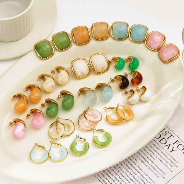 O1CN01iNB7AJ25wjUrhjyNs_3529117591-0-cib.jpg Stainless Steel Resin Square Earrings 805115945934