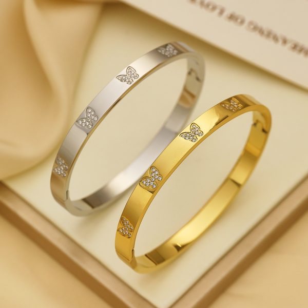 O1CN01ifBGJ825wjUp3CYSR_3529117591-0-cib.jpg Stainless Steel Zirconia Butterfly Bangle 800708664563