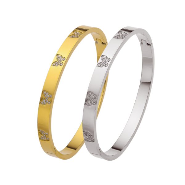 O1CN01ijUCE025wjUmtGD9e_3529117591-0-cib.jpg Stainless Steel Zirconia Butterfly Bangle 800708664563