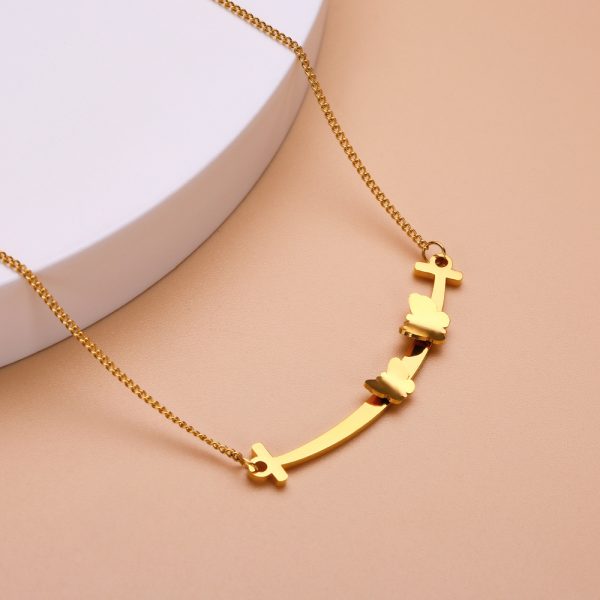 Stainless Steel Smiley Butterfly Necklace 948894050423