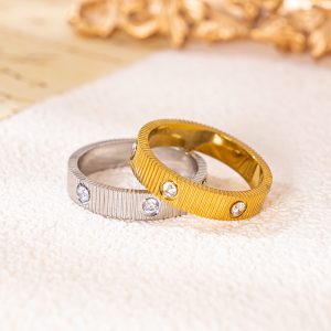 Stainless Steel Ribbed Zirconia Ring 1053003008258