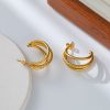 Stainless Steel Textured Hoop Earrings 878132119545