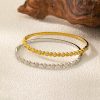 Stainless Steel Clover Zirconia Bangle 959151458189