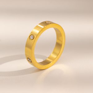 Stainless Steel Dot Zirconia Ring 975311496343