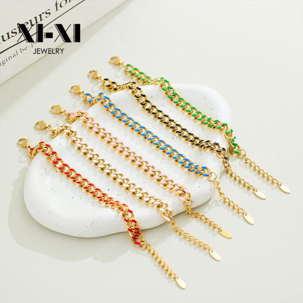 O1CN01n1s4TB25wjbmRFjxF_3529117591-0-cib.jpg Stainless Steel Enamel Cuban Bracelet 725455271439