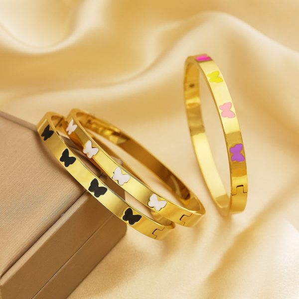 O1CN01n9EYb825wjUieNYOj_3529117591-0-cib.jpg Stainless Steel Enamel Butterfly Bangle 798267511890