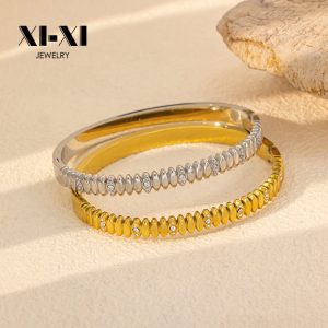 Stainless Steel Rhombus Zirconia Bangle 963860779295