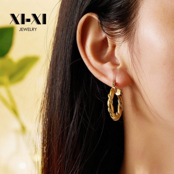 O1CN01nbFpEw25wjbmi6UOU_3529117591-0-cib.jpg Stainless Steel Rope Hoop Earrings 770233270668