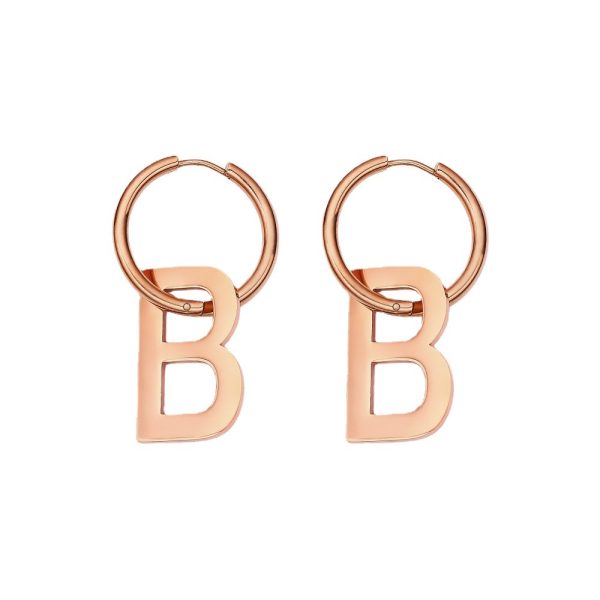 Stainless Steel Letter B Drop Earrings 647795628807