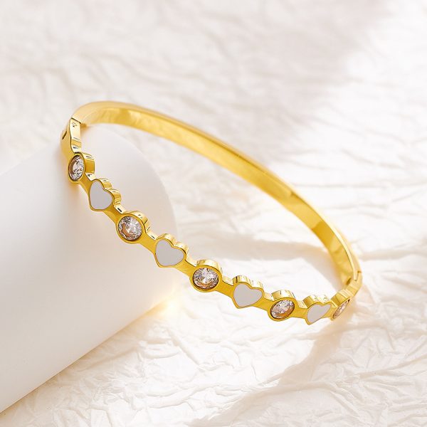 Stainless Steel Heart Zirconia Bangle 724242128204