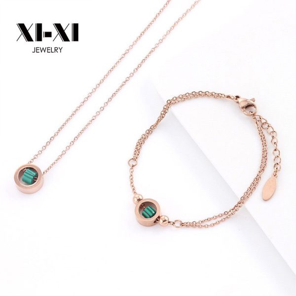 Stainless Steel Malachite Necklace 622722714749