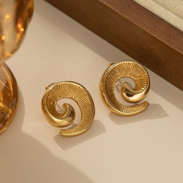 Stainless Steel Spiral Stud Earrings 893550984134