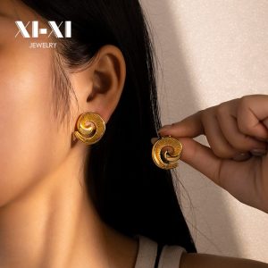 Stainless Steel Spiral Stud Earrings 893550984134