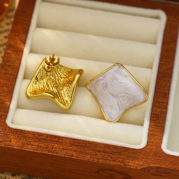 Stainless Steel Enamel Square Earrings 803858620514