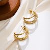 Stainless Steel Textured Hoop Earrings 878132119545