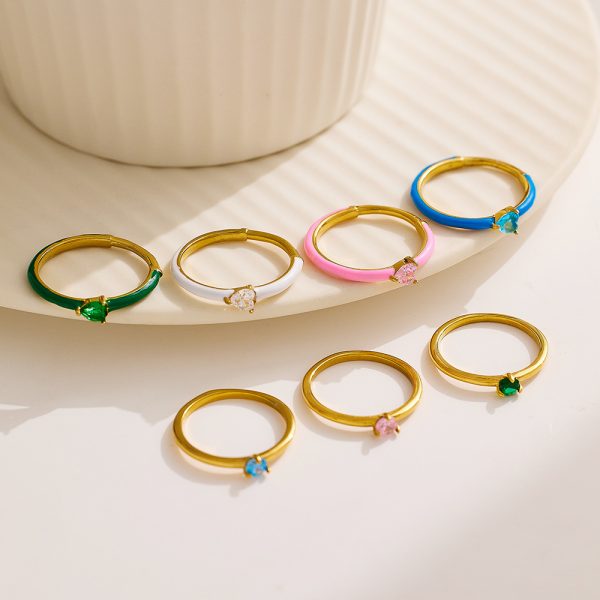 Stainless Steel Heart Enamel Ring 1053225333502
