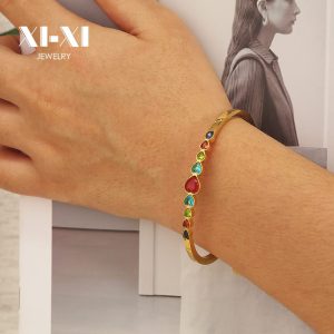 Stainless Steel Heart Zirconia Bangle 759345549463