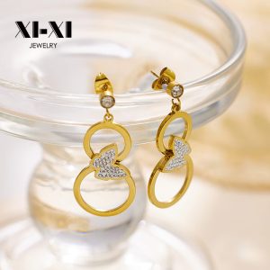 Stainless Steel Disc Drop Earrings 750654442128