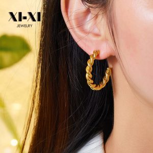 Stainless Steel Twist C Shaped Earrings 724401168017