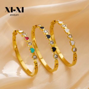 Stainless Steel Heart Zirconia Bangle 724242128204