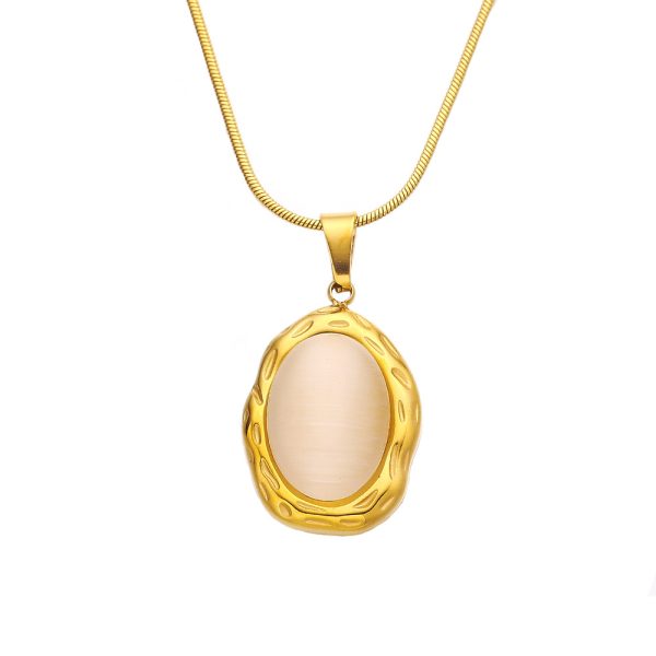 O1CN01rYKZfh25wjVB4ClLf_3529117591-0-cib.jpg Stainless Steel Cat's Eye Oval Necklace 809855920992