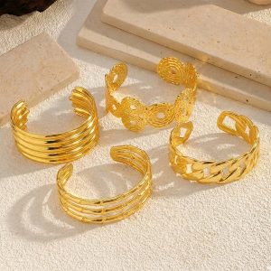 Stainless Steel Geometric Cuff Bangle 1049157317335