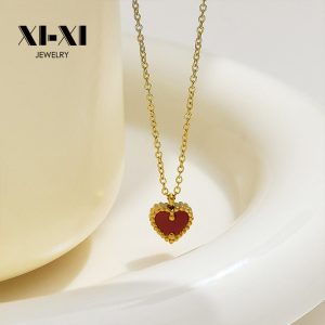 Stainless Steel Mother of Pearl Heart Necklace 822606814248