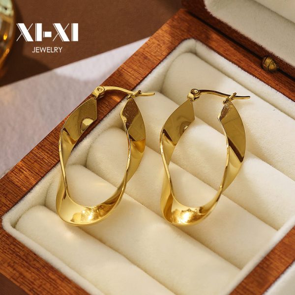 O1CN01sTAx9825wjbqtCddI_3529117591-0-cib.jpg Stainless Steel Wavy Hoop Earrings 775451833636