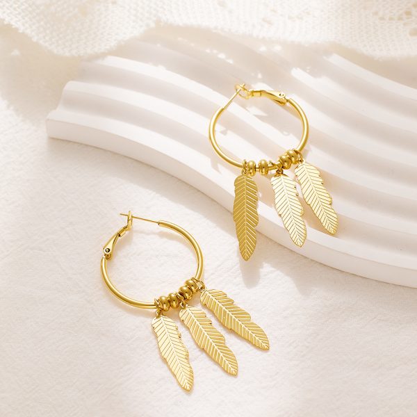 O1CN01sea0x925wjSrs7oGO_3529117591-0-cib.jpg Stainless Steel Leaf Tassel Earrings 770255723979