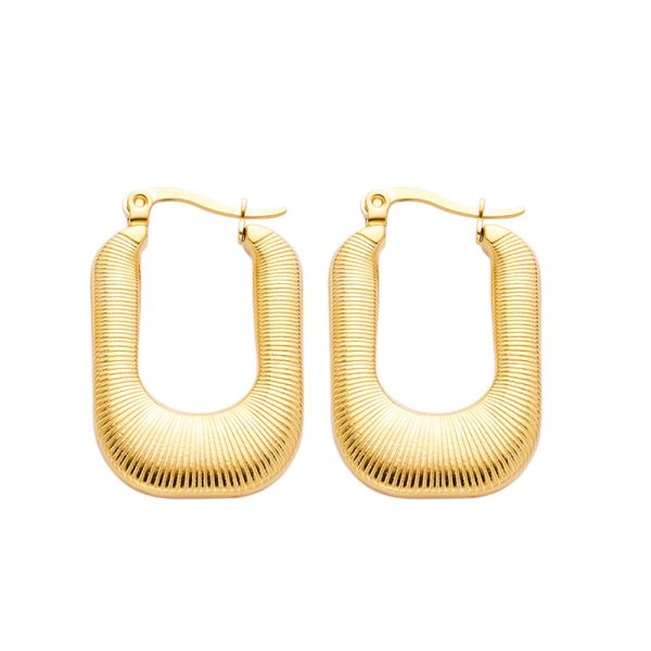 O1CN01snNEv125wjPgzbbna_3529117591-0-cib.jpg Stainless Steel Ribbed U Earrings 739025899559