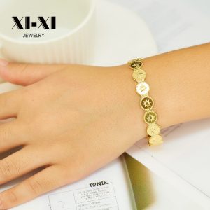 Stainless Steel Sunflower Coin Bracelet 749043705042