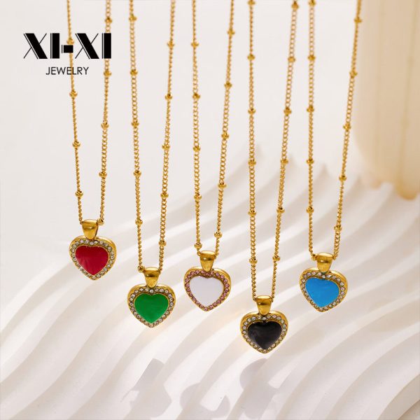 O1CN01szmrsu25wjbshvUz3_3529117591-0-cib.jpg Stainless Steel Rhinestone Heart Necklace 727590883507