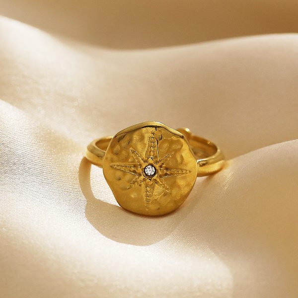 Stainless Steel Star Rhinestone Ring 794390956555