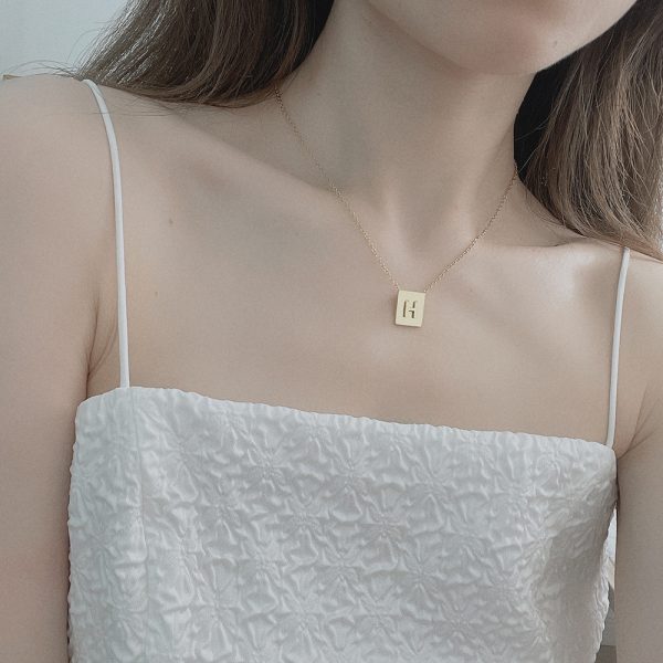 Stainless Steel Initial Letter Necklace 649513390379