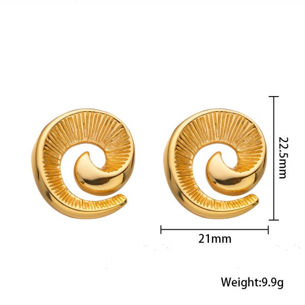 Stainless Steel Spiral Stud Earrings 893550984134