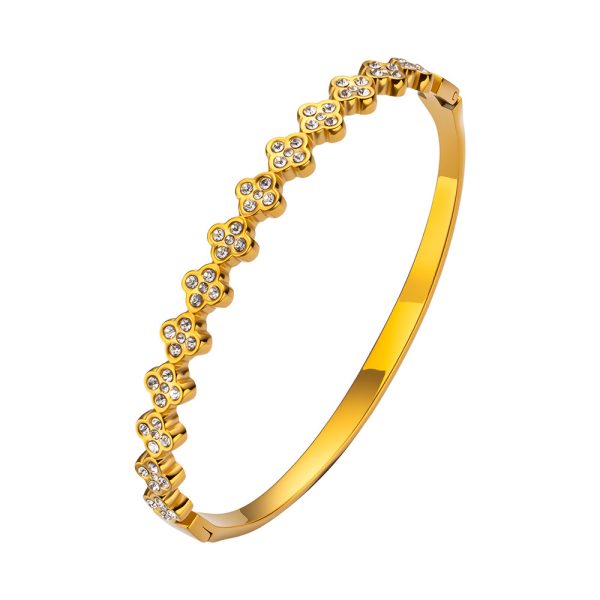 O1CN01uB9EZM25wjcQ6ZlOE_3529117591-0-cib.jpg Stainless Steel Clover Zirconia Bangle 966861840819