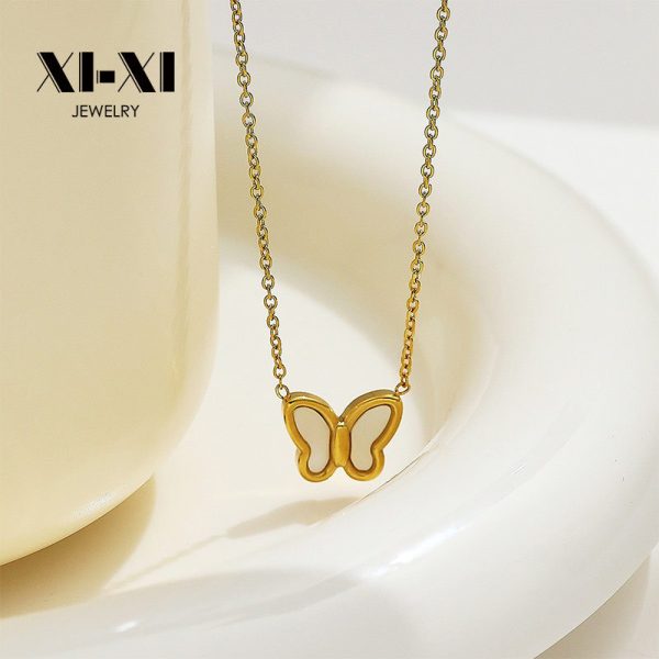 O1CN01uL8t8R25wjbvS8XTi_3529117591-0-cib.jpg Stainless Steel Mother of Pearl Butterfly Necklace 815216601227