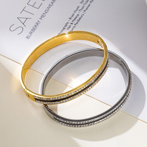 O1CN01umNNyq25wjXnwQtw1_3529117591-0-cib.jpg Stainless Steel Enamel Rhinestone Bangle 852650084119