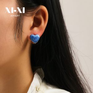 Stainless Steel Enamel Heart Earrings 803223411030